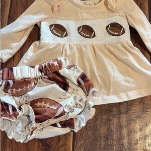 Kids Football Print Dress and Diaper Cover Set